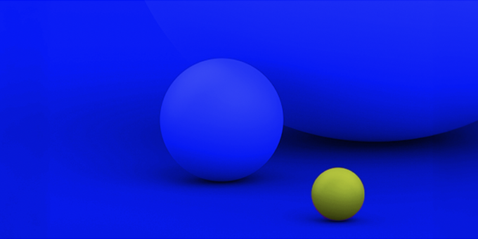 Blue and yellow ball over a blue background