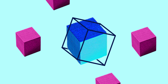 Two people with building boxes