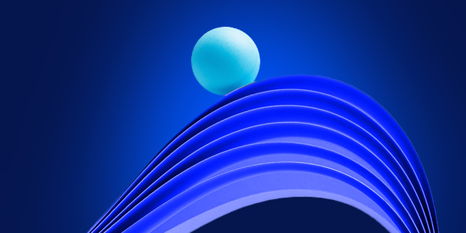 Blue ball over wavy lines