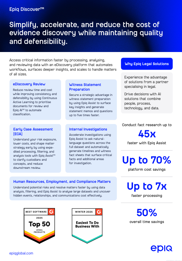 Cover of the Epiq Discover Solution Brief