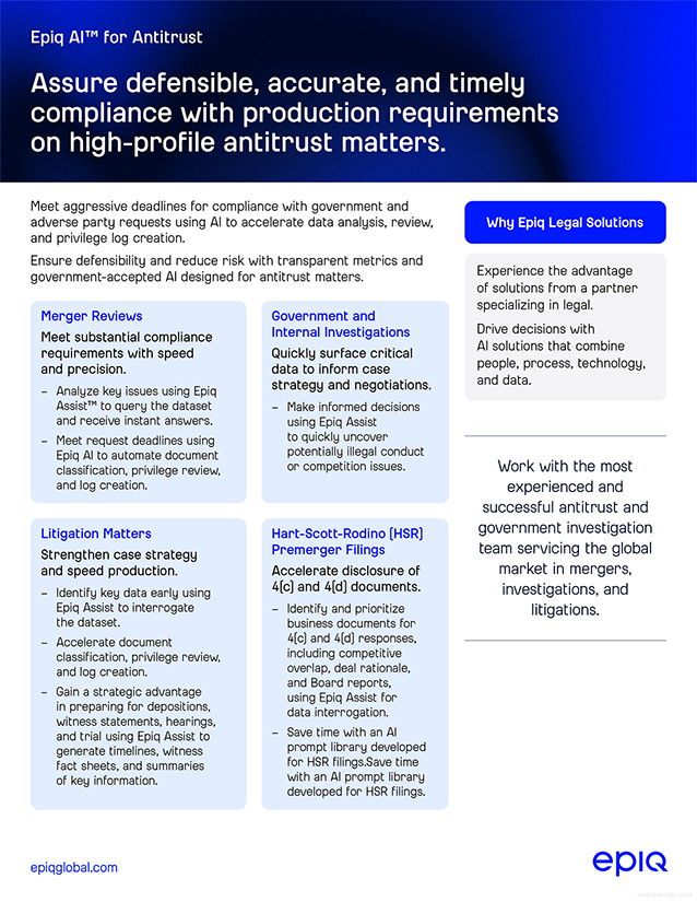 Epiq AI for Antitrust Solution Brief