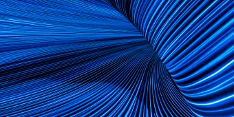 Blue wavy lines over a dark blue background