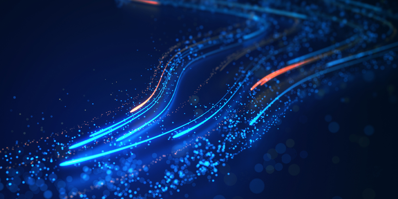 Blue wavy lines over a dark blue background